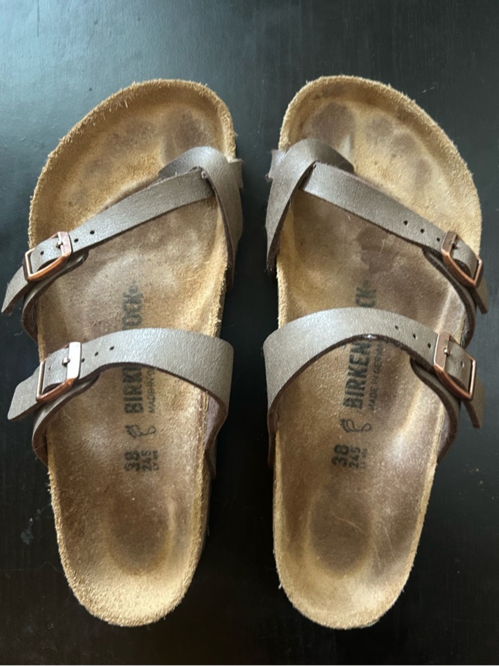 Birkenstock Mayari Strap Sandals Mocha Birkibuc Regular Width in EUC